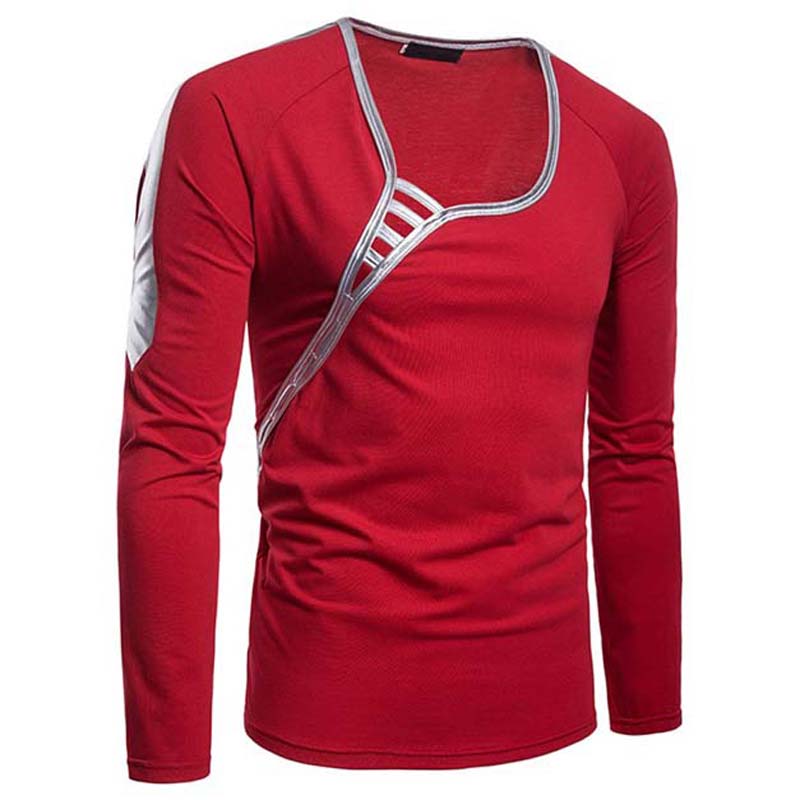 Black Full Sleeve Deep Neck T-Shirt