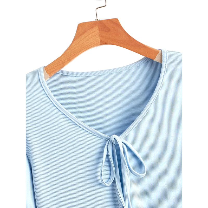 Frill Hem Tie Front Crop Top